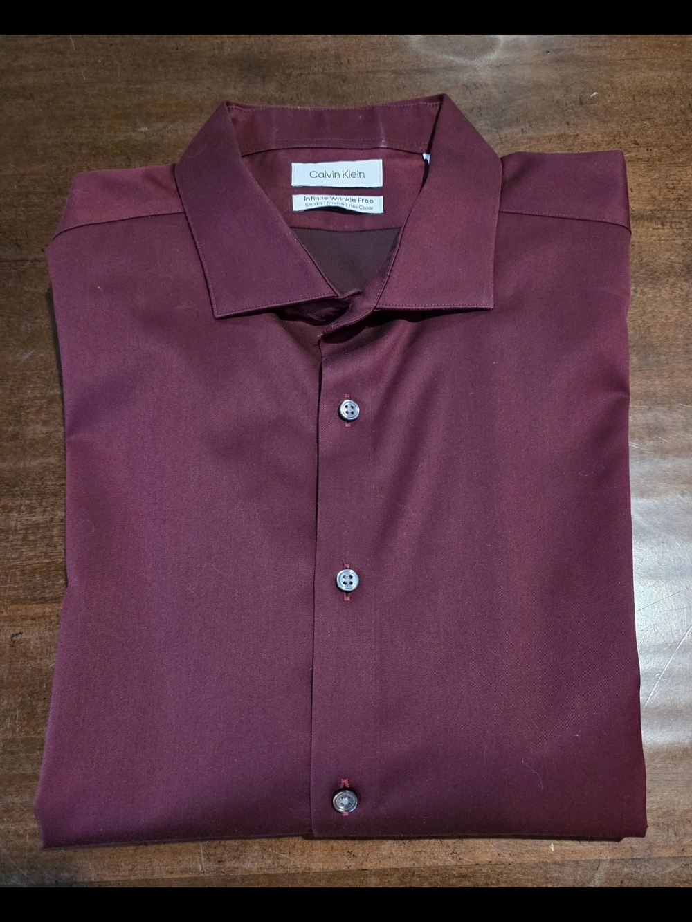 Calvin Klein Men's Maroon Button-Up Dress Shirt 17.5/33